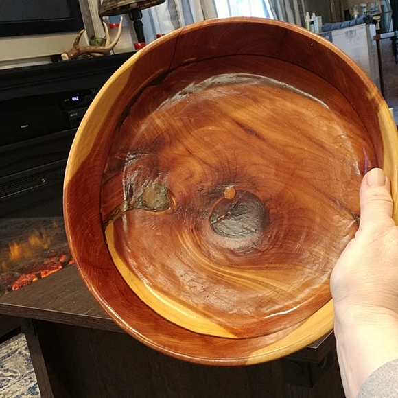 pine?handturned Other - Wooden bowl,large, rustic, EUC,Beautiful, Vintage, Rustic
